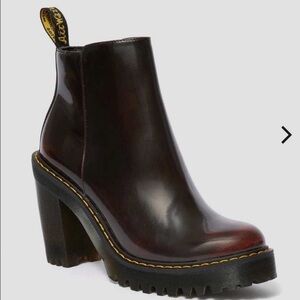 Dr. Martens Magdalena Boots Cherry Red Arcadia Chunky High Heeled Boot Size 6 US